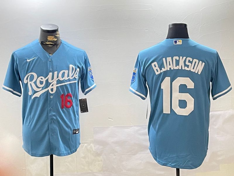 Men Kansas City Royals #16 B.Jackson Light Blue Game 2024 Nike MLB Jersey style 2->kansas city royals->MLB Jersey
